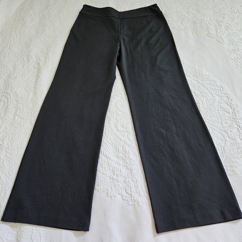 Eileen Fisher pants side zip wide leg ponte knit stretch gray charcoal M